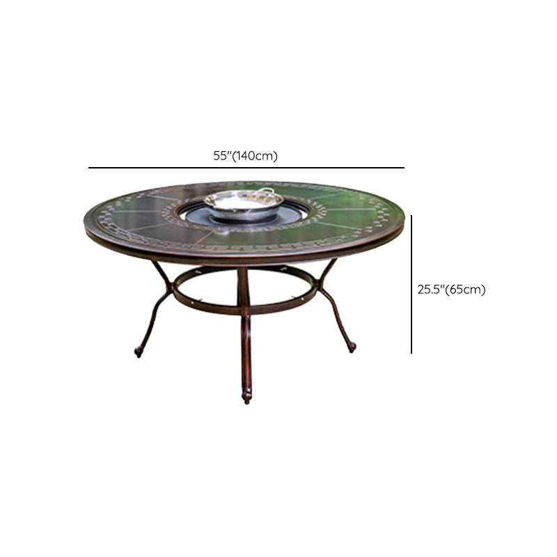 Industrial Round Side Table Water Resistant Patio Table with Aluminum Frame