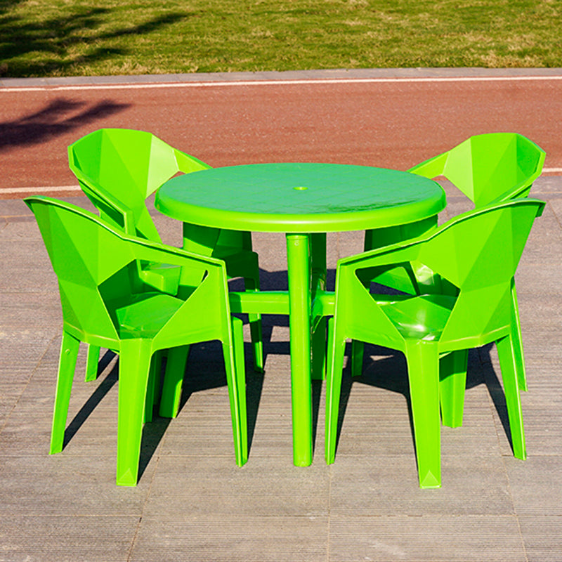 Outdoor Plastic Patio Table Modern Dining Table with Umbrella Hole