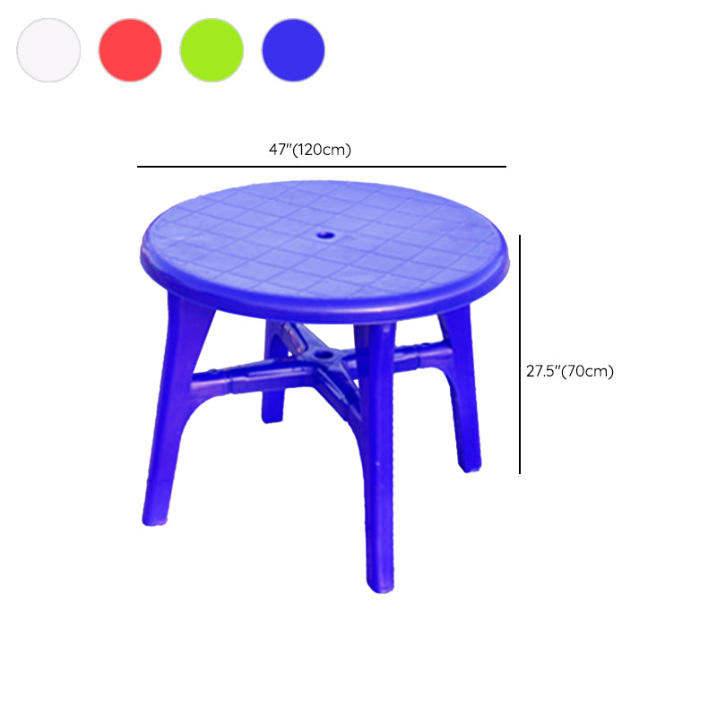 Outdoor Plastic Patio Table Modern Dining Table with Umbrella Hole