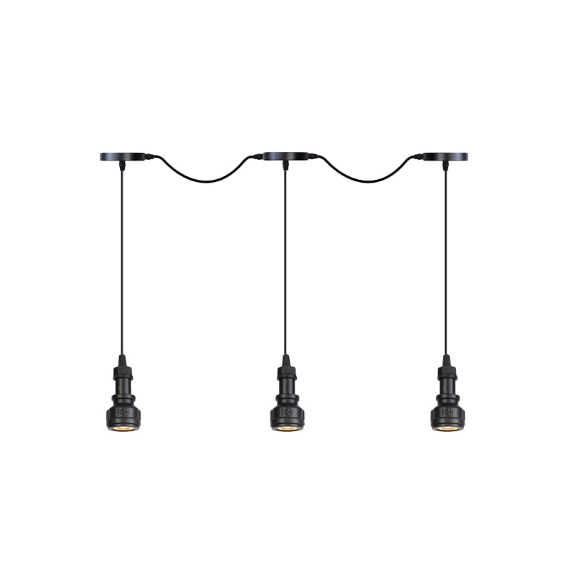 Pipe à eau Iron Multi plafonnier Lumière rustique 3/5/7 Heads Coffee Shop LED Tandem Pendululum Lampe en noir