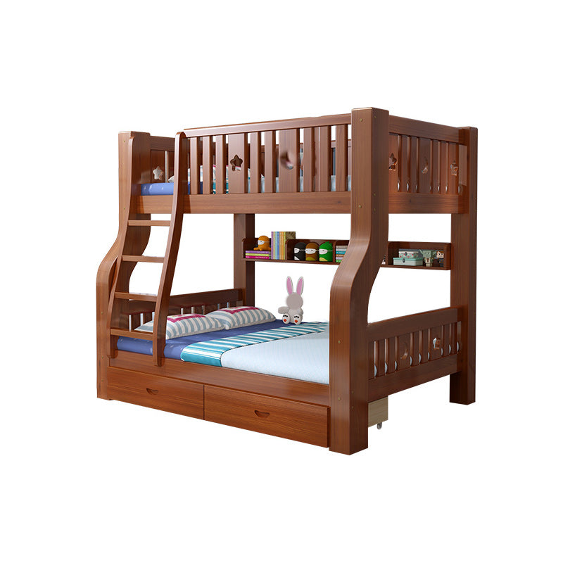 Traditional Standard Bunk Bed Twin & Single Kid's Bed with Book Shelf