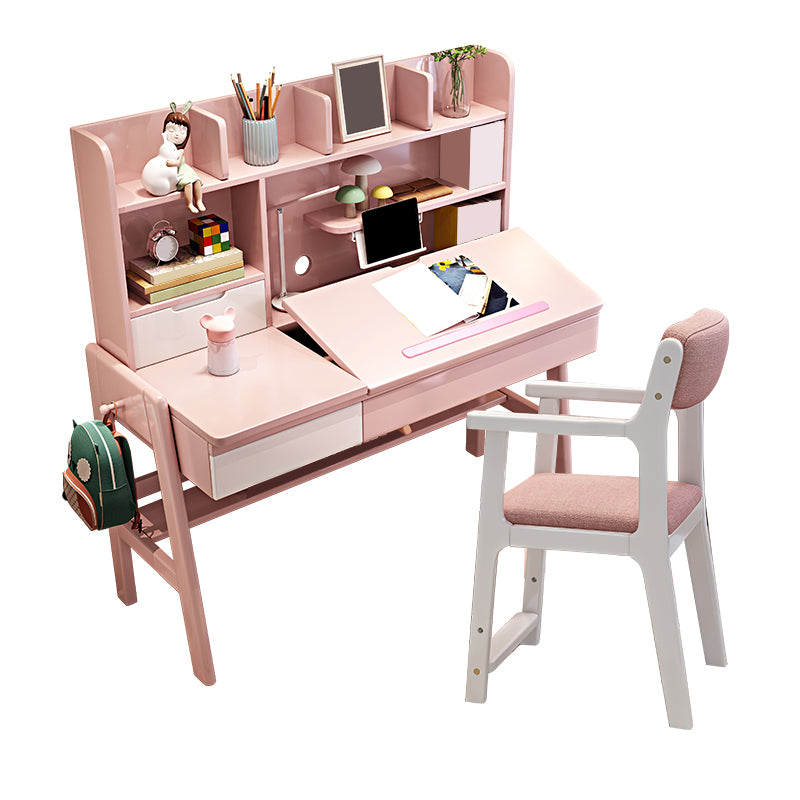 Writing Desk with Storage Drawer Solid Wood Multifunctional Lifting Home Study Desk
