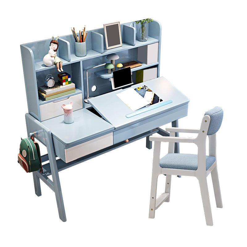 Writing Desk with Storage Drawer Solid Wood Multifunctional Lifting Home Study Desk