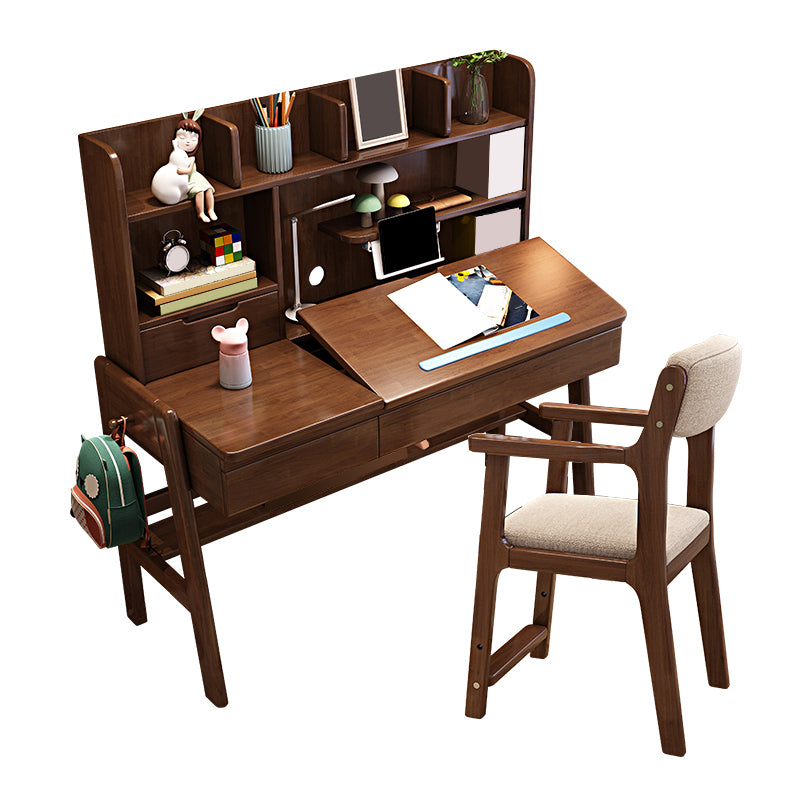Writing Desk with Storage Drawer Solid Wood Multifunctional Lifting Home Study Desk