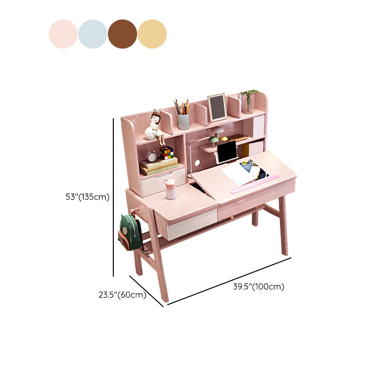 Writing Desk with Storage Drawer Solid Wood Multifunctional Lifting Home Study Desk