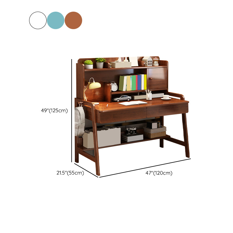 Study Desk with Storage Drawer Wooden Multifunctional Lifting Home with Storage Shelves