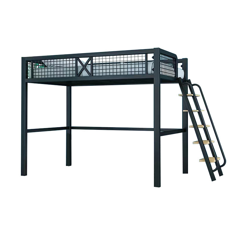 Metal Loft Bed Contemporary Kids Bed with Open Frame Headboard