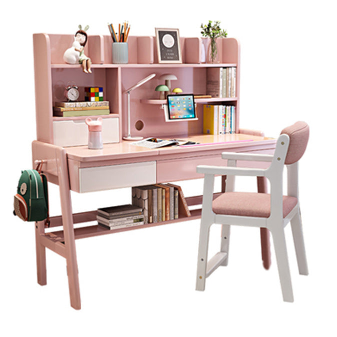 Contemporary Student Desk with Side Storage Hook in Solid Wood