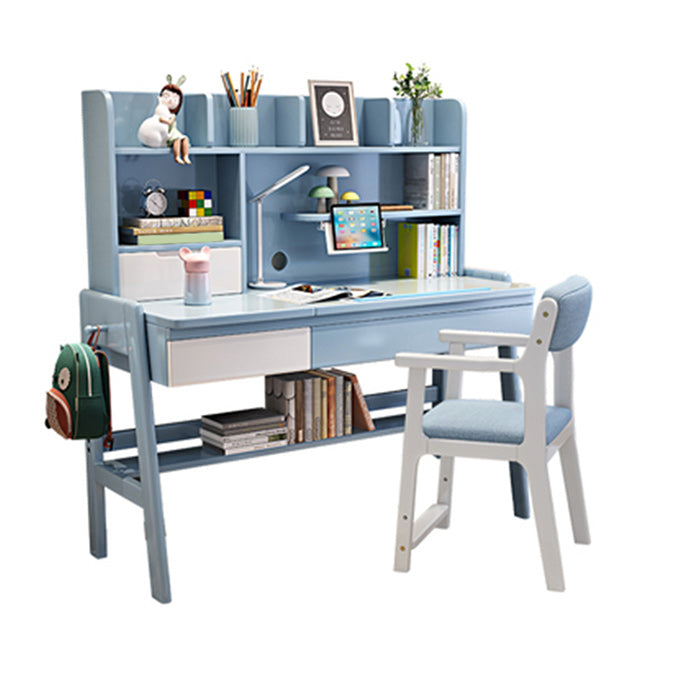 Contemporary Student Desk with Side Storage Hook in Solid Wood