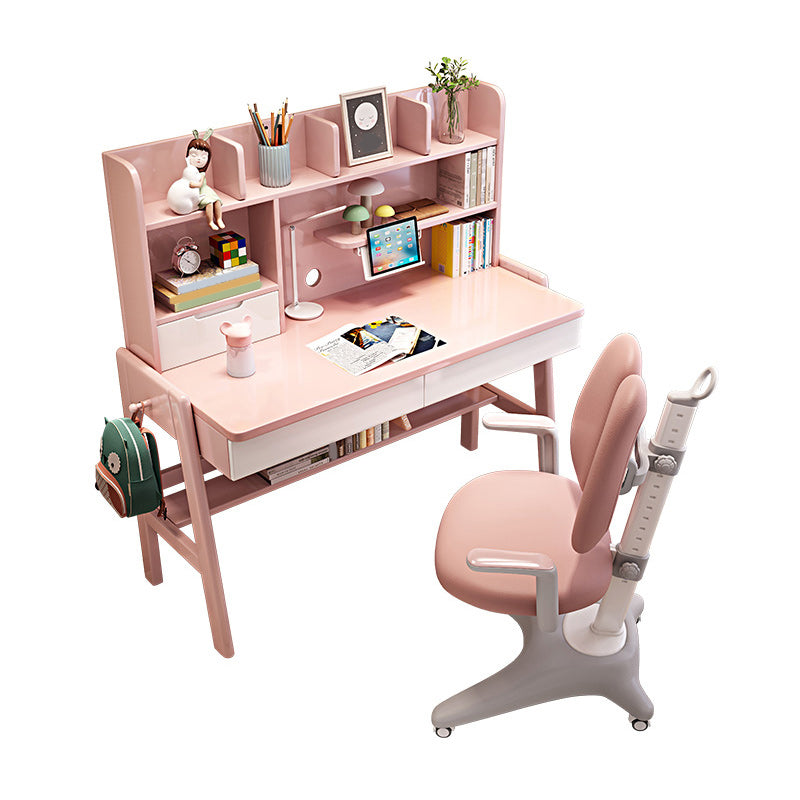 Contemporary Student Desk with Side Storage Hook in Solid Wood