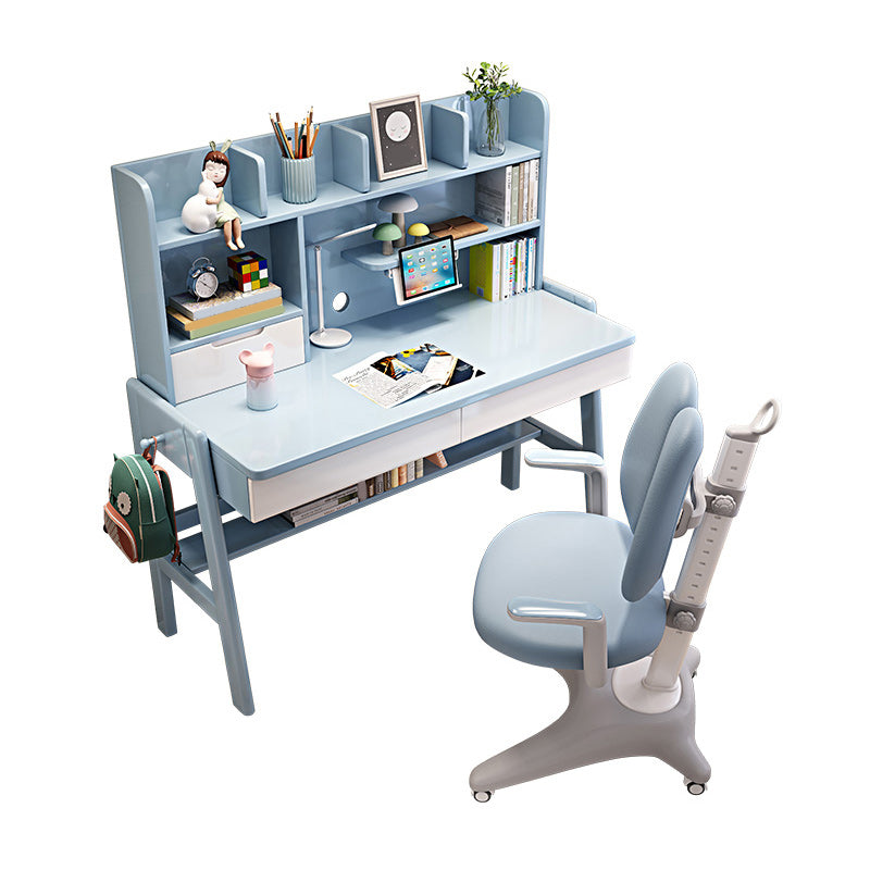 Contemporary Student Desk with Side Storage Hook in Solid Wood