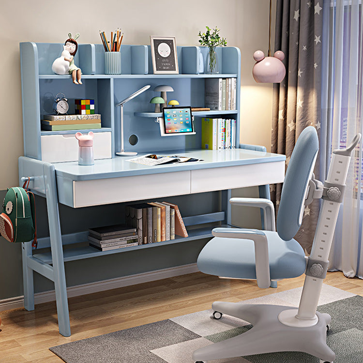 Contemporary Student Desk with Side Storage Hook in Solid Wood