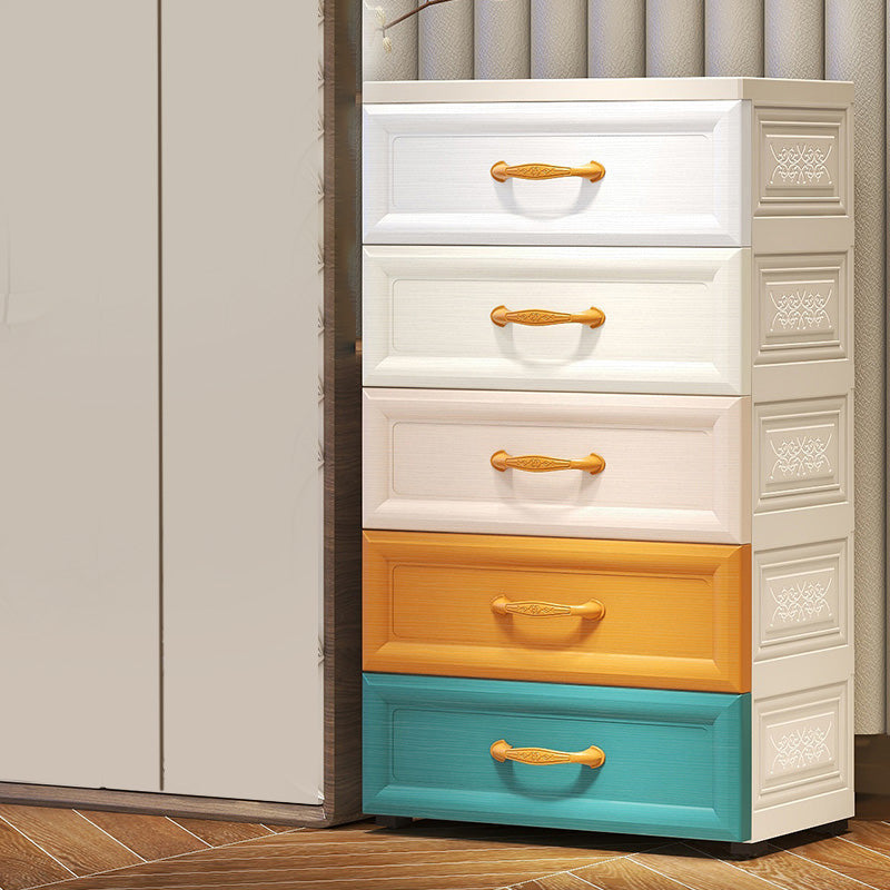 Green Modern Coat Locker Plastic 5-Drawer High Gloss Kid's Wardrobe