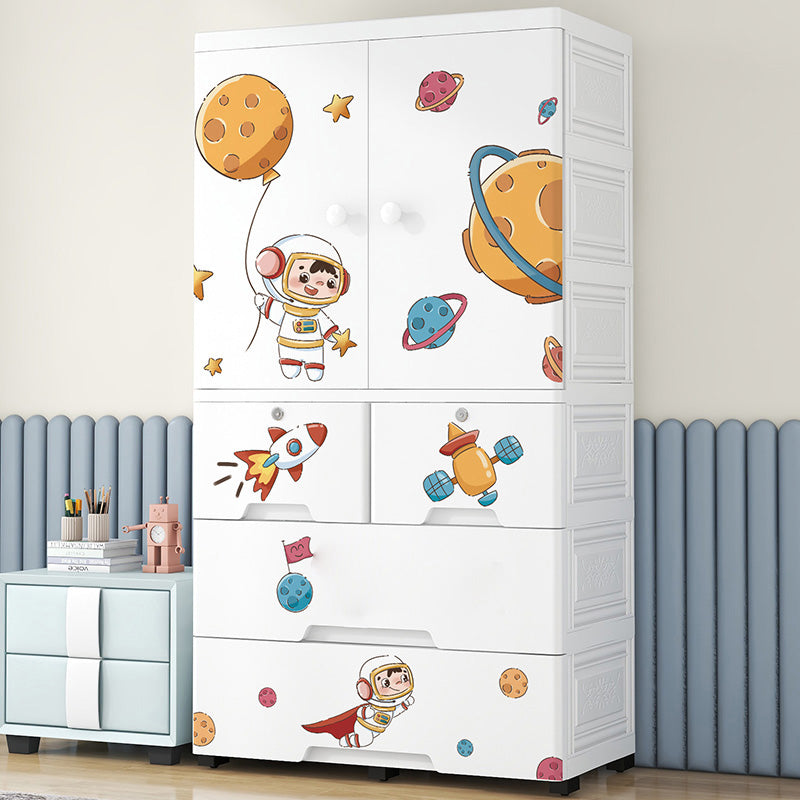 White Animal Pattern Coat Locker High Gloss 2-Door Urban Closet