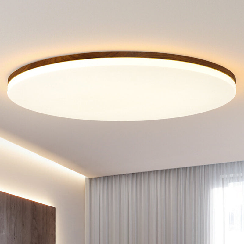 Wood Modern Flush Mount Geometric Shape LED Ceiling Light with Acrylic Shade for Bedroom