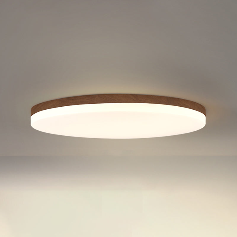 Wood Modern Flush Mount Geometric Shape LED Ceiling Light with Acrylic Shade for Bedroom