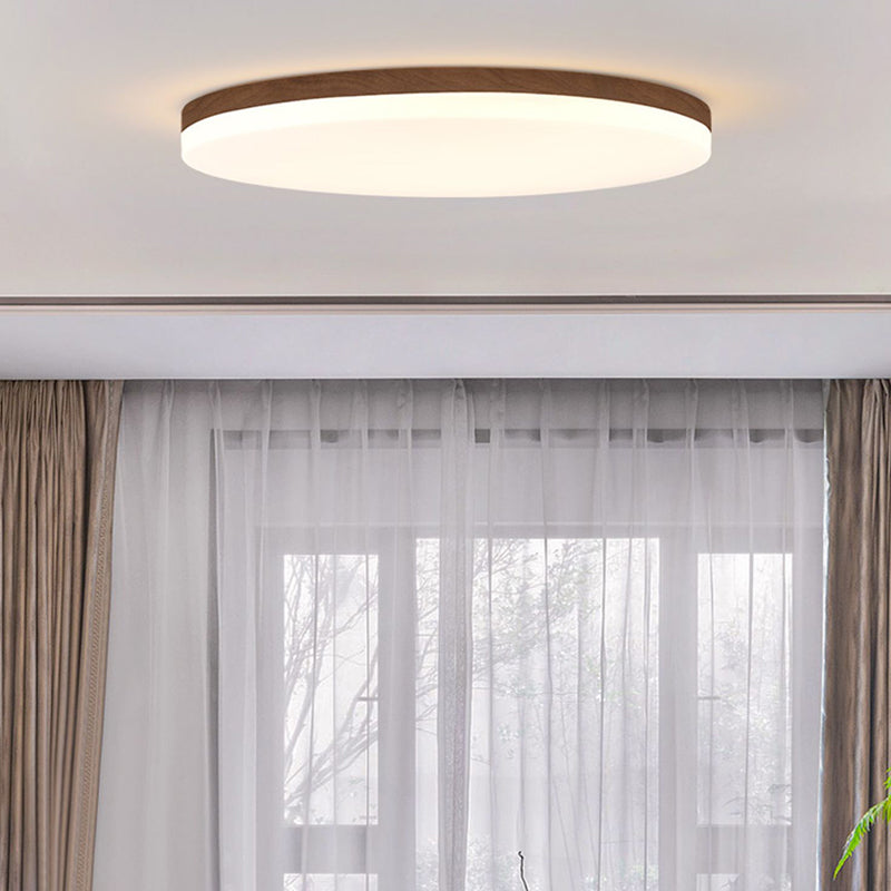 Wood Modern Flush Mount Geometric Shape LED Ceiling Light with Acrylic Shade for Bedroom