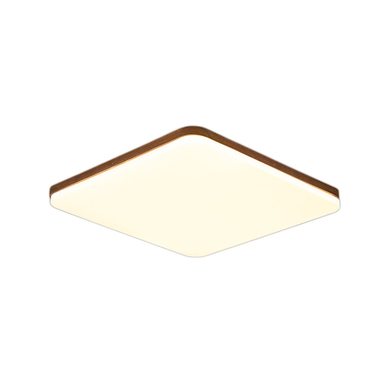 Wood Modern Flush Mount Geometric Shape LED Ceiling Light with Acrylic Shade for Bedroom