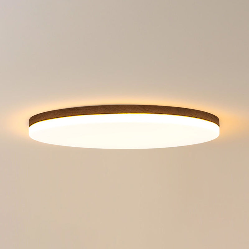 Wood Modern Flush Mount Geometric Shape LED Ceiling Light with Acrylic Shade for Bedroom