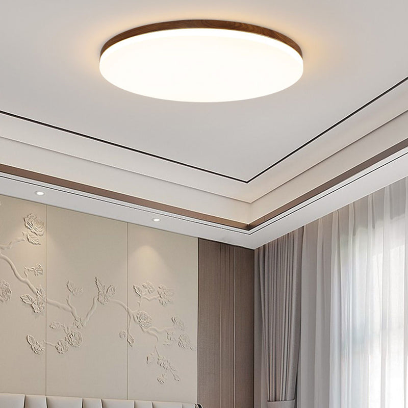 Wood Modern Flush Mount Geometric Shape LED Ceiling Light with Acrylic Shade for Bedroom
