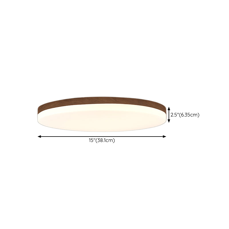 Wood Modern Flush Mount Geometric Shape LED Ceiling Light with Acrylic Shade for Bedroom