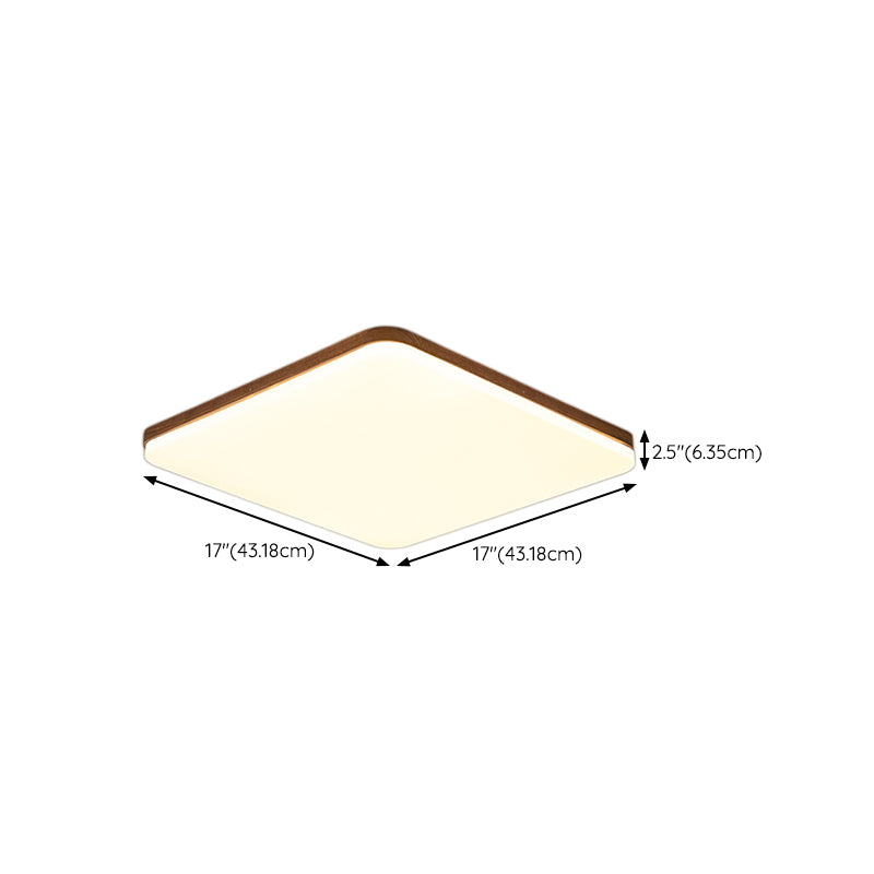 Wood Modern Flush Mount Geometric Shape LED Ceiling Light with Acrylic Shade for Bedroom