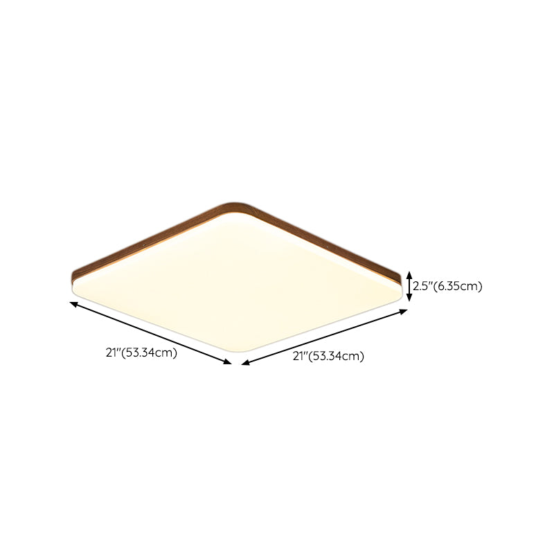 Wood Modern Flush Mount Geometric Shape LED Ceiling Light with Acrylic Shade for Bedroom