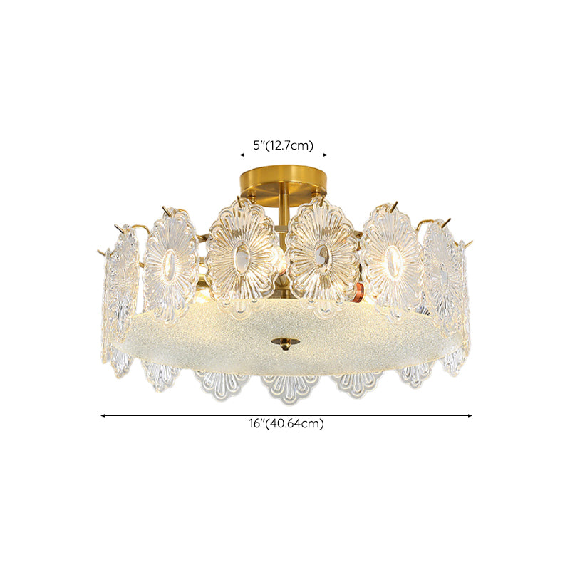 Round Flush Mount Lighting Modern Glass Flush Mount for Living Room