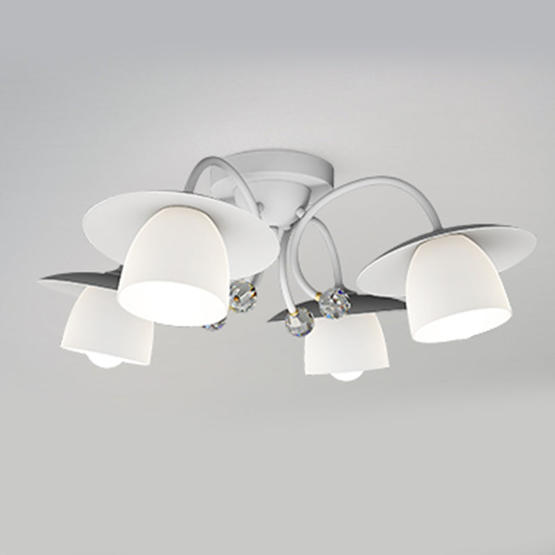 Modern Metal Flush Mount Cone Shape Ceiling Light with Glass Shade for Living Room