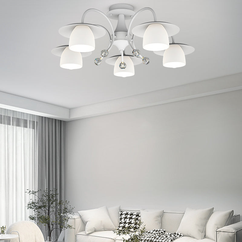Modern Metal Flush Mount Cone Shape Ceiling Light with Glass Shade for Living Room