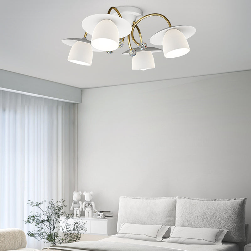Modern Metal Flush Mount Cone Shape Ceiling Light with Glass Shade for Living Room