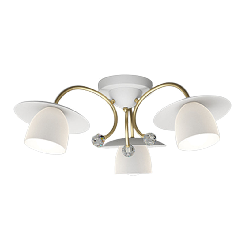 Modern Metal Flush Mount Cone Shape Ceiling Light with Glass Shade for Living Room