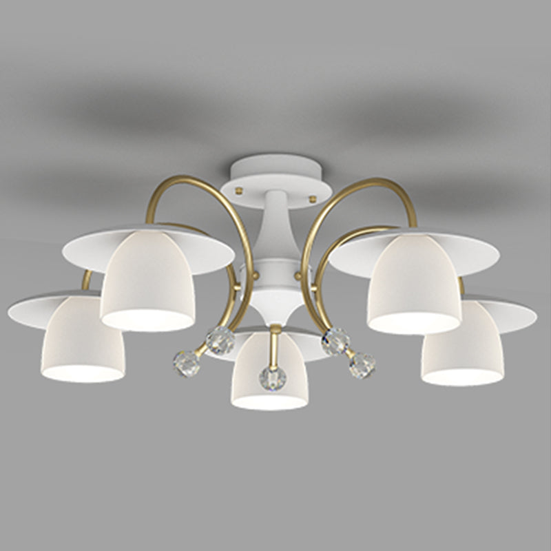 Modern Metal Flush Mount Cone Shape Ceiling Light with Glass Shade for Living Room