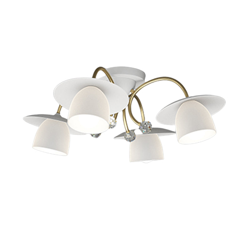 Modern Metal Flush Mount Cone Shape Ceiling Light with Glass Shade for Living Room