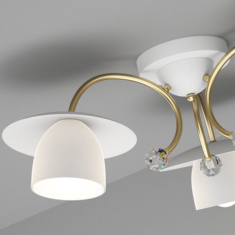 Modern Metal Flush Mount Cone Shape Ceiling Light with Glass Shade for Living Room