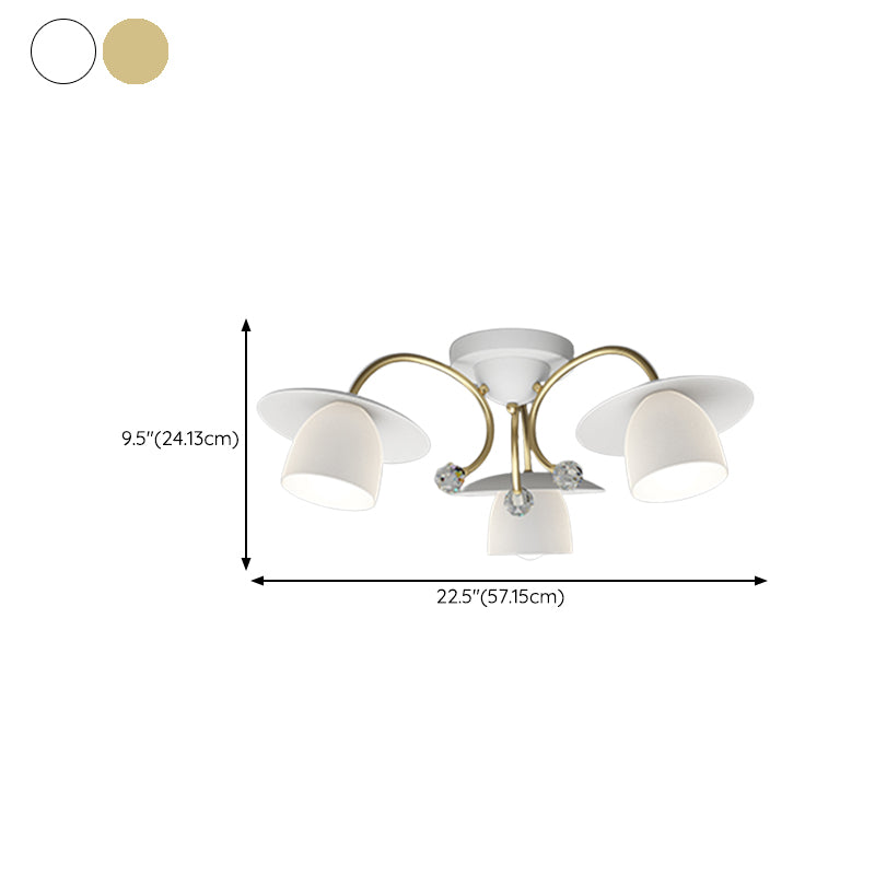 Modern Metal Flush Mount Cone Shape Ceiling Light with Glass Shade for Living Room