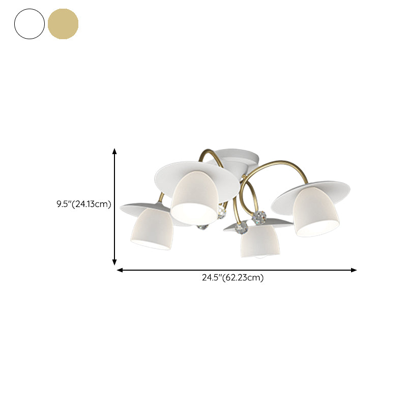 Modern Metal Flush Mount Cone Shape Ceiling Light with Glass Shade for Living Room
