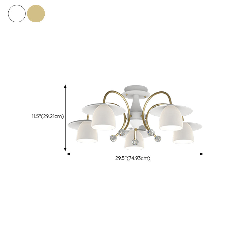 Modern Metal Flush Mount Cone Shape Ceiling Light with Glass Shade for Living Room