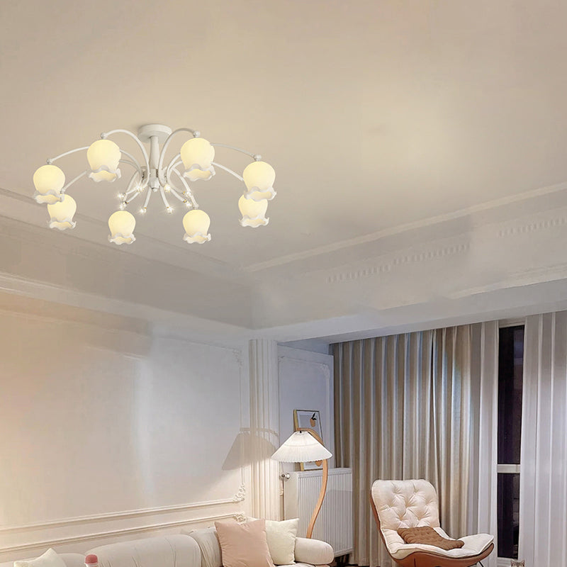 Modern Metal Flush Mount Flower Shape Ceiling Lamp with Acrylic Shade for Living Room