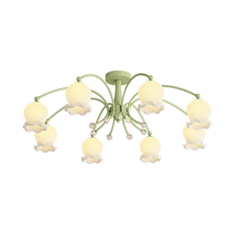 Modern Metal Flush Mount Flower Shape Ceiling Lamp with Acrylic Shade for Living Room