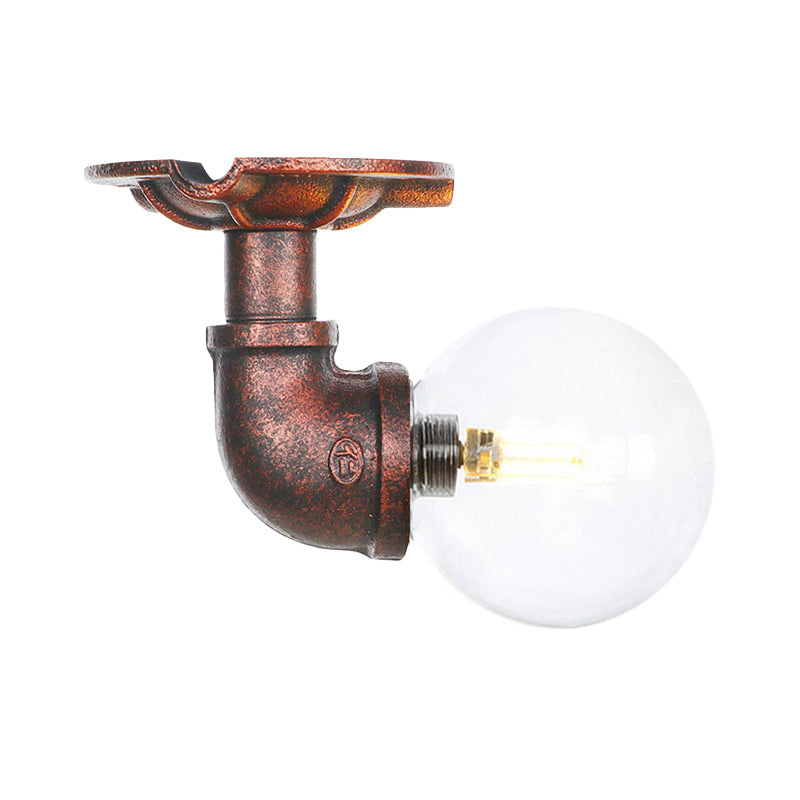 Klarglas Kupfer Semi-Flush Mount Kugel 1 Birne Antike LED Flush Deckenleuchte
