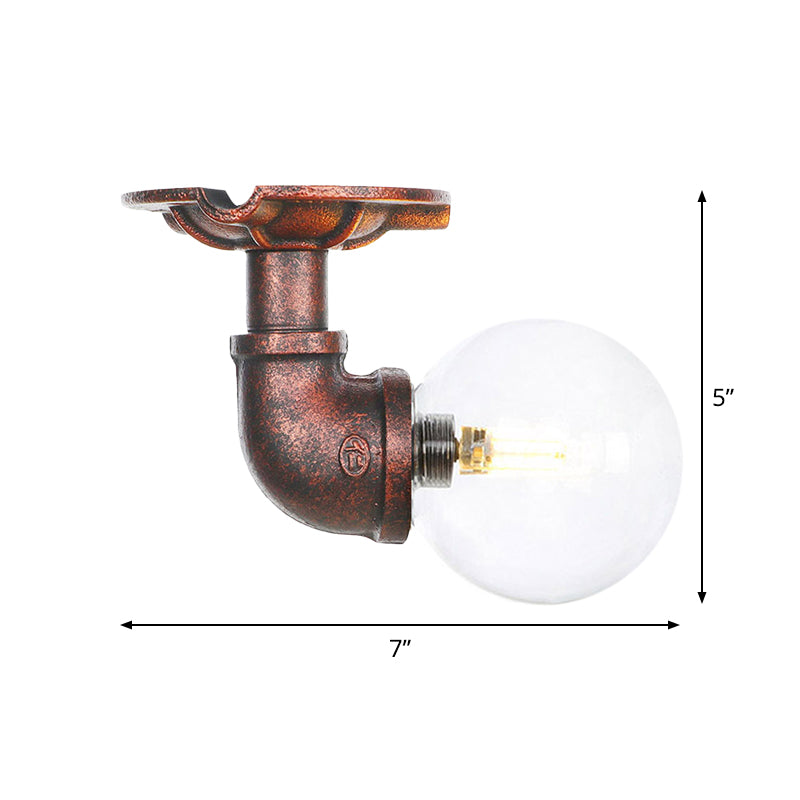 Klarglas Kupfer Semi-Flush Mount Kugel 1 Birne Antike LED Flush Deckenleuchte