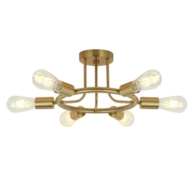 Industrial Flush Mount Circle Shape Ceiling Light with Metal Shade for Living Room