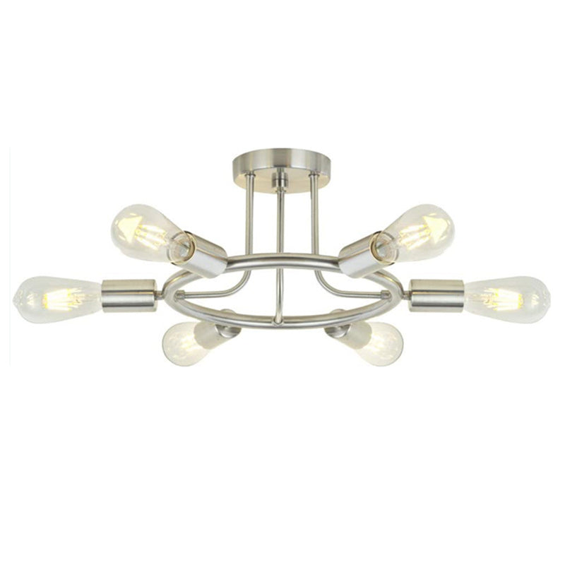 Industrial Flush Mount Circle Shape Ceiling Light with Metal Shade for Living Room