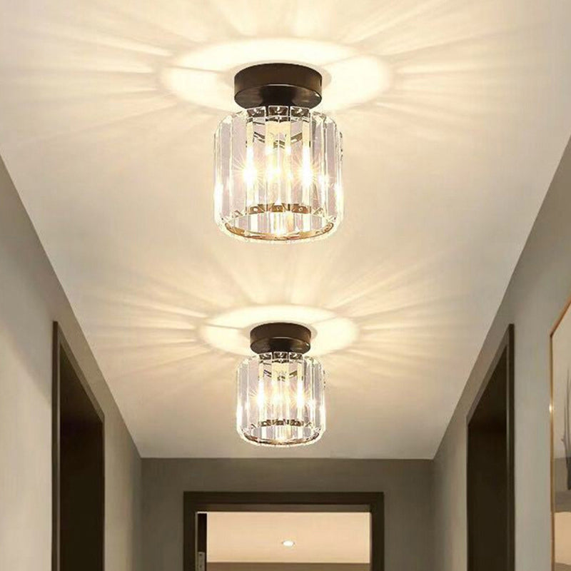 Nordic Crystal Shade Ceiling Lamp Geometric Flush Mount Light Fixture for Bedroom