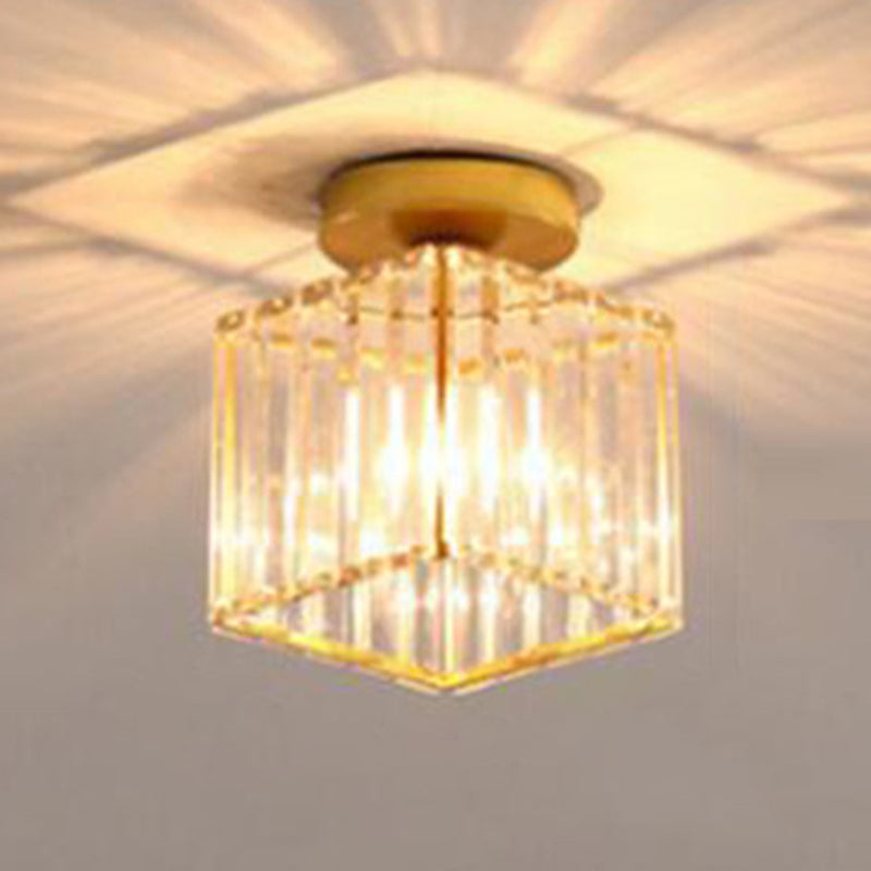 Nordic Crystal Shade Ceiling Lamp Geometric Flush Mount Light Fixture for Bedroom