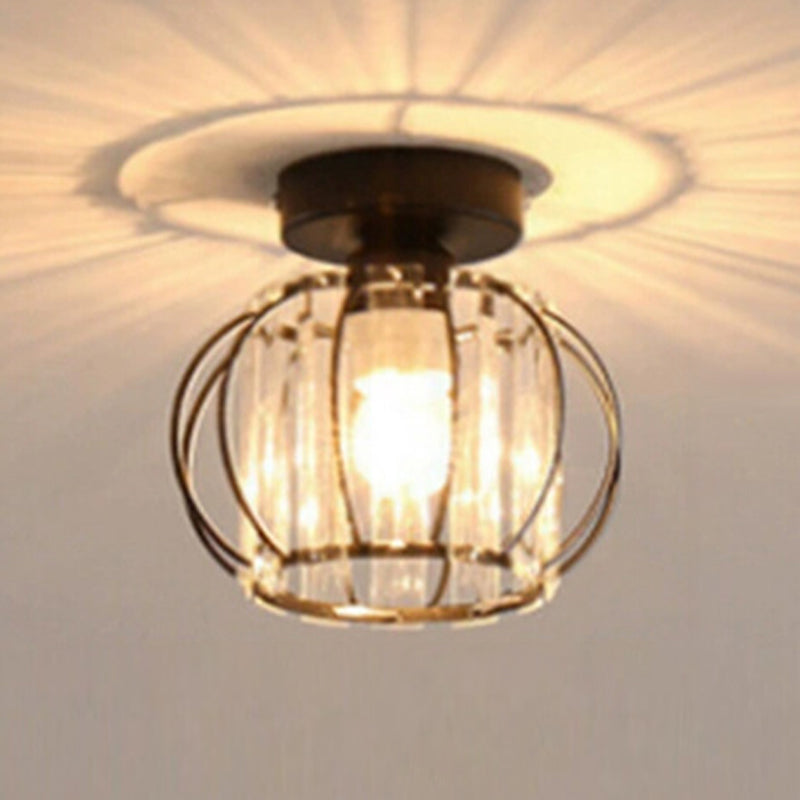 Nordic Crystal Shade Ceiling Lamp Geometric Flush Mount Light Fixture for Bedroom