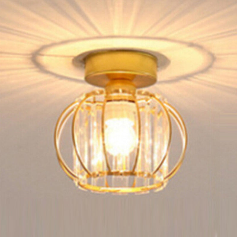 Nordic Crystal Shade Ceiling Lamp Geometric Flush Mount Light Fixture for Bedroom