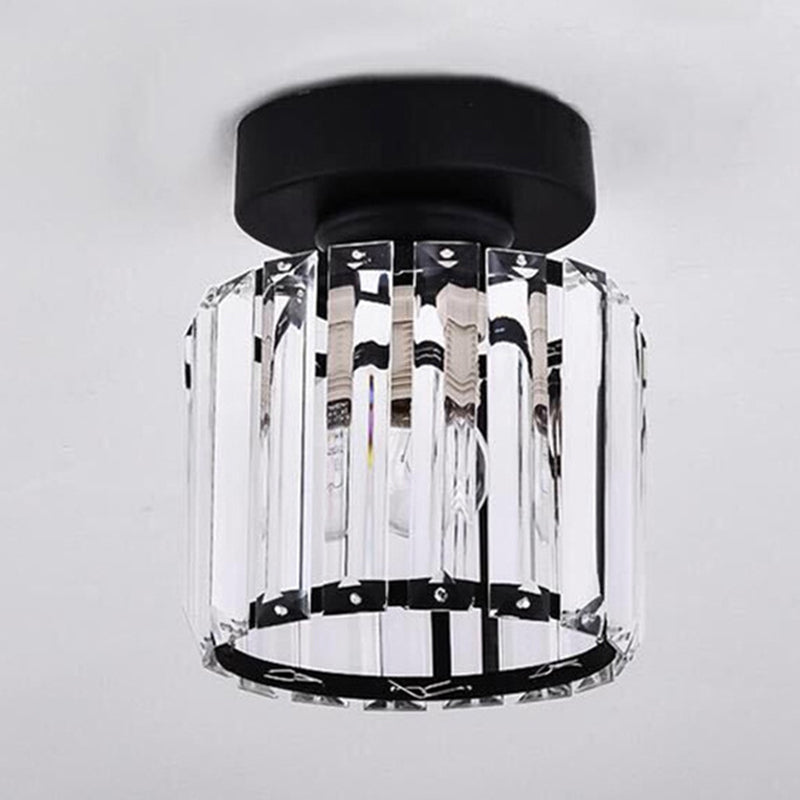 Nordic Crystal Shade Ceiling Lamp Geometric Flush Mount Light Fixture for Bedroom