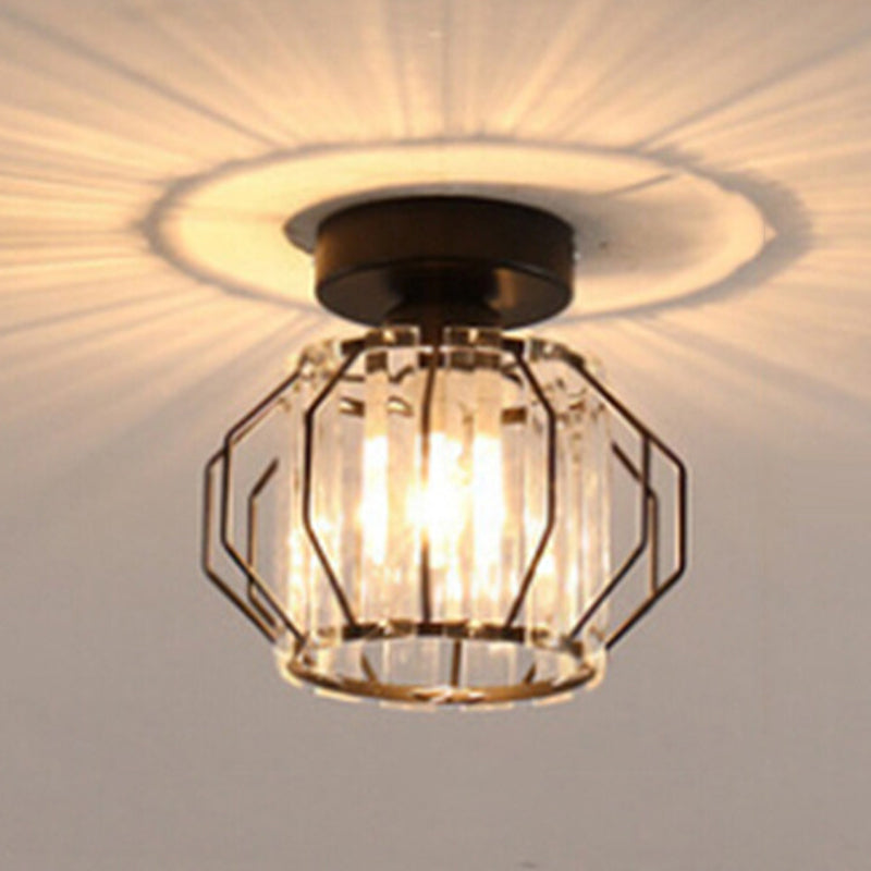 Nordic Crystal Shade Ceiling Lamp Geometric Flush Mount Light Fixture for Bedroom